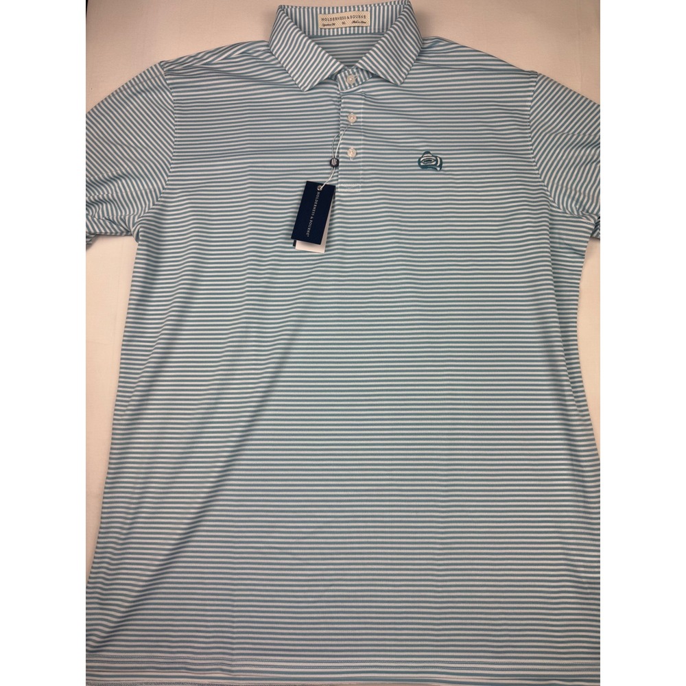 Holderness & Bourne Polo XL Blue Sahalee Country Club Striped Shirt NWT